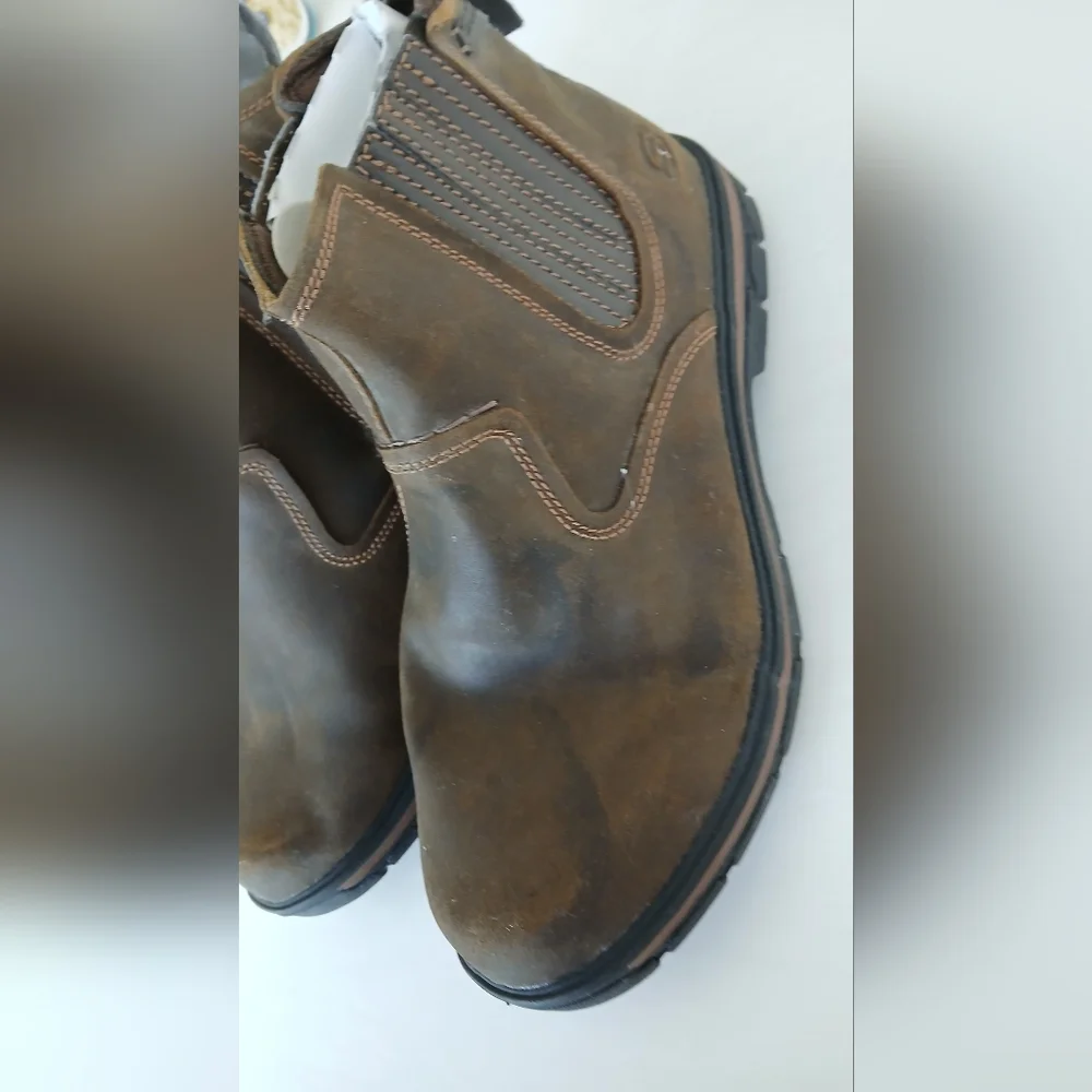 Skechers Men’s Slip‑On Leather Ankle Boots – Size 13